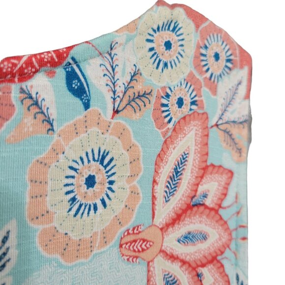 J Jill Size XL Petite Dress Tank Lightweight Rayon Knit Pleated Long Floral - Picture 10 of 11